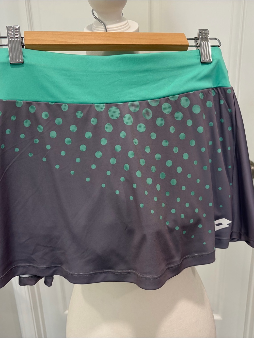 Athletic Polka Dot Circle Skirt in Teal and Charcoal